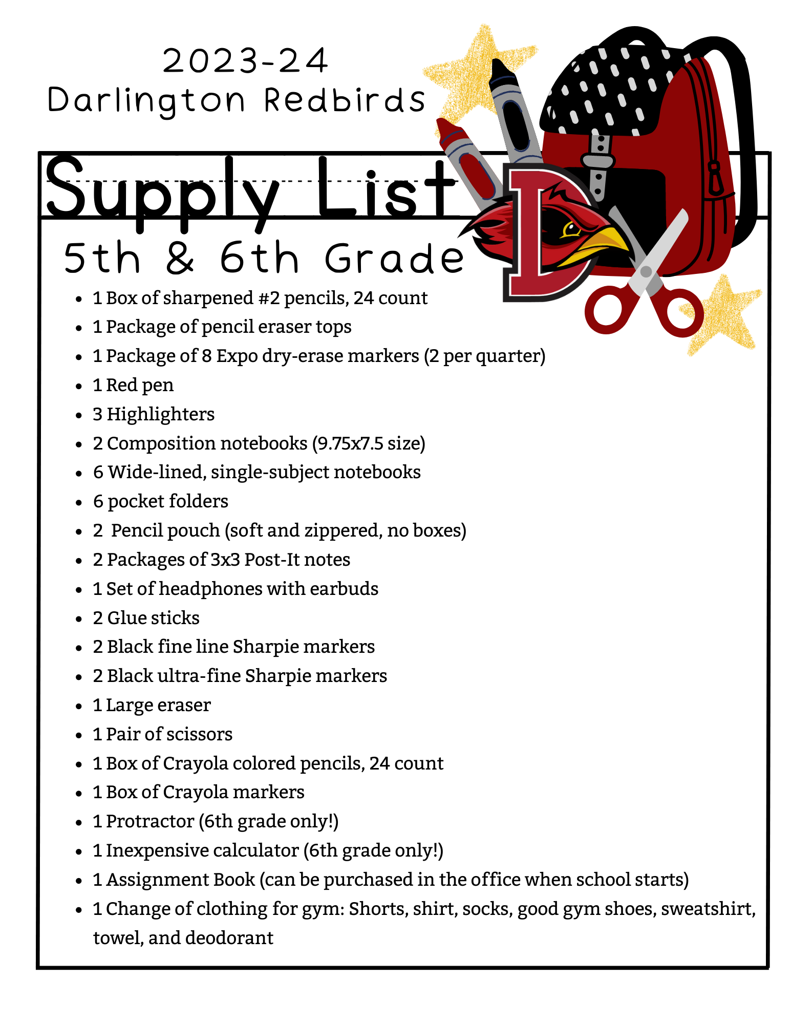 Supply Lists PreK-6 - Greenwich Central School District